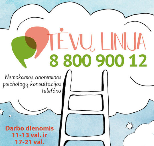 Karantino metu „Tėvų linija“ veikia įprastai – darbo dienomis 11–13 val. ir 17–21 val. 