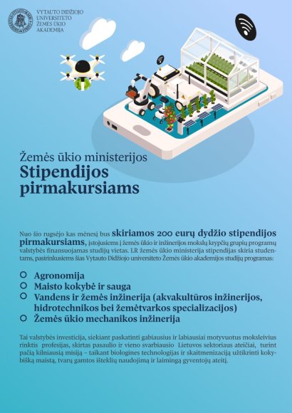 Žemės ūkio ministerija skirs stipendijas