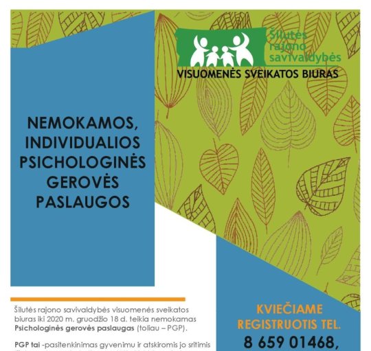 Nemokamos individualios psichologinės gerovės paslaugos