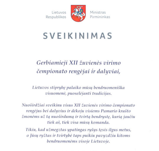 Premjero Sauliaus Skvernelio sveikinimas