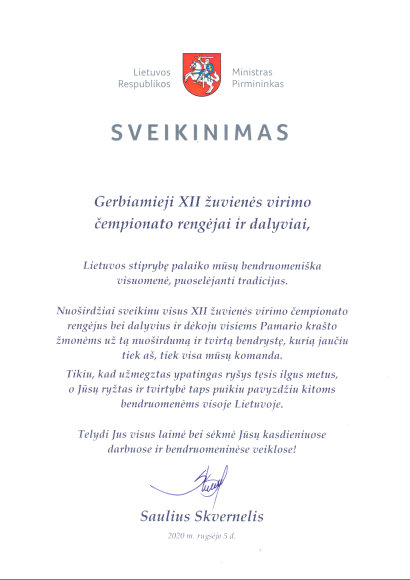 Premjero Sauliaus Skvernelio sveikinimas