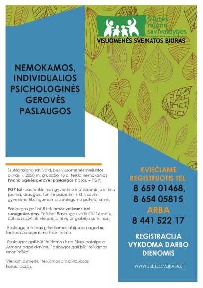Nemokamos individualios psichologinės gerovės paslaugos