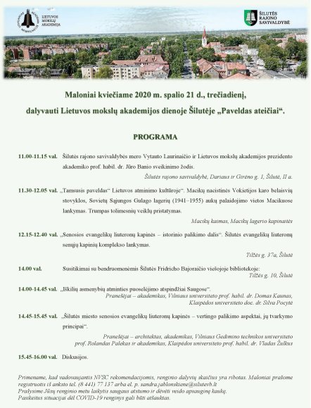 Lietuvos mokslų akademijos dienos Šilutėje „Paveldas ateičiai“