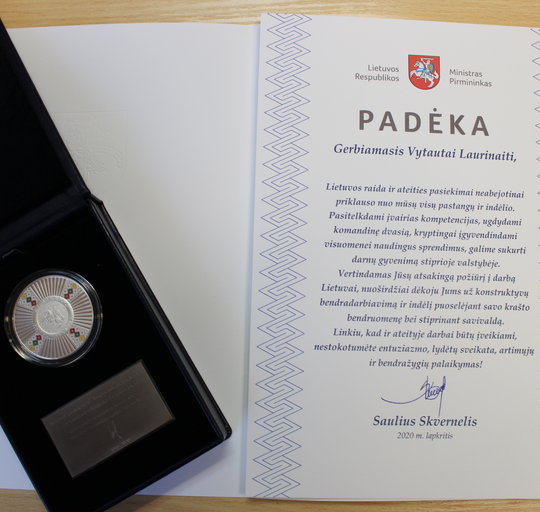 Merui Vytautui Laurinaičiui – LR Vyriausybės ir Premjero padėka