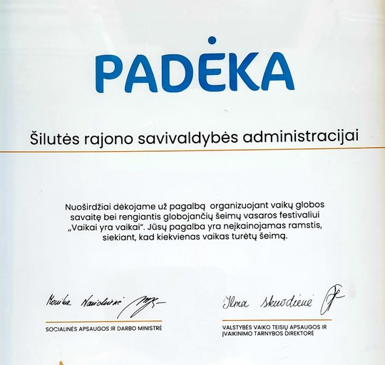 Pastangos įvertintos padėkos raštu