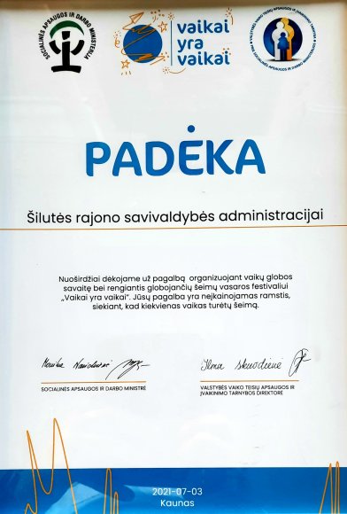 Pastangos įvertintos padėkos raštu