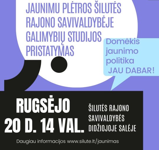Kviečiame į "Atviro darbo su jaunimu plėtros Šilutės rajono savivaldybėje galimybių...