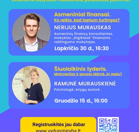 Vydūno gimnazijos mokinių taryba kviečia dalyvauti nemokamose, nuotolinėse jaunimui skirtose...
