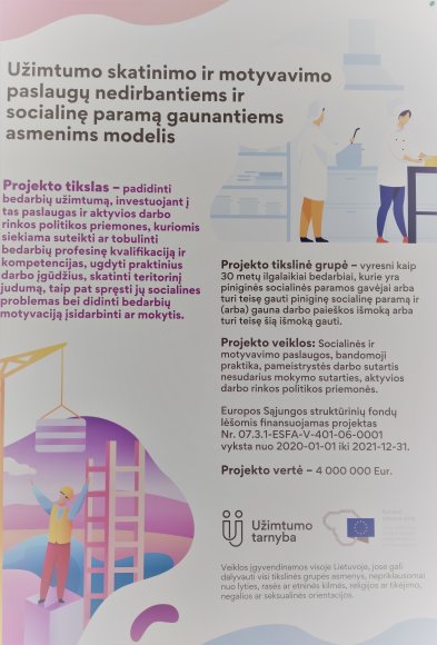 Projekto ,,Užimtumo skatinimo ir motyvavimo paslaugų nedirbantiems ir socialinę paramą...