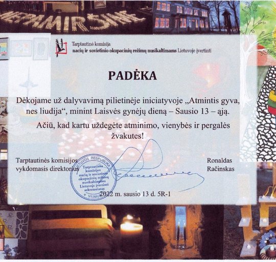 Padėka Šilutės rajono savivaldybei