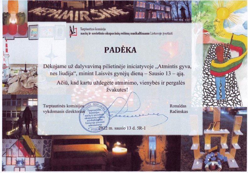 Padėka Šilutės rajono savivaldybei