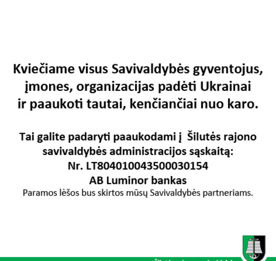 Informacija norintiems padėti ukrainiečiams
