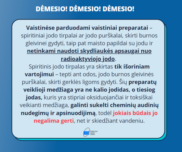 Dėl įvykių Ukrainoje kalio jodido tablečių ir kitų jodo preparatų vartoti nereikia
