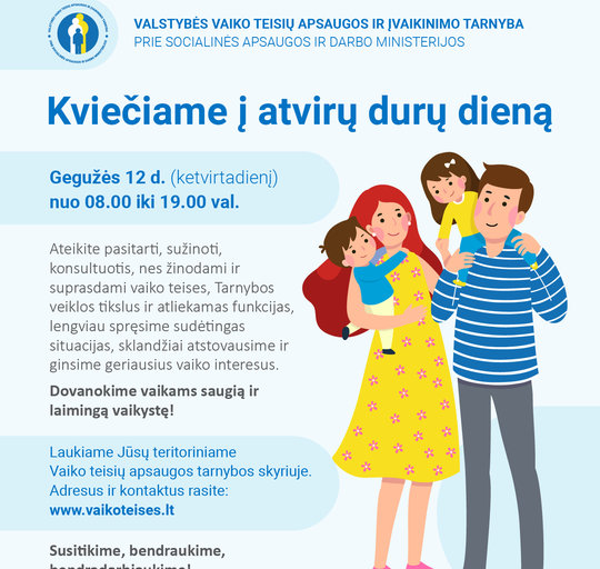 Vaiko teisių gynėjai kviečia į atvirų durų dienas 