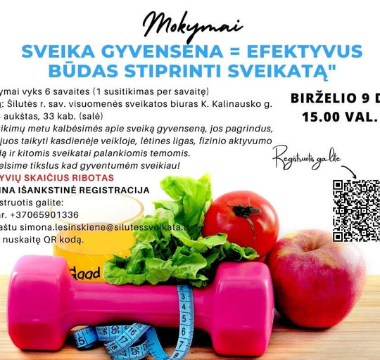 Kviečia dalyvauti sveikos gyvensenos mokymuose