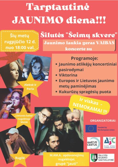  Kvietimas švęsti Tarptautinę jaunimo dieną Šilutėje