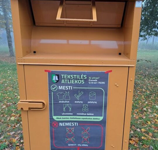 Tekstilės konteinerių statymo vietos