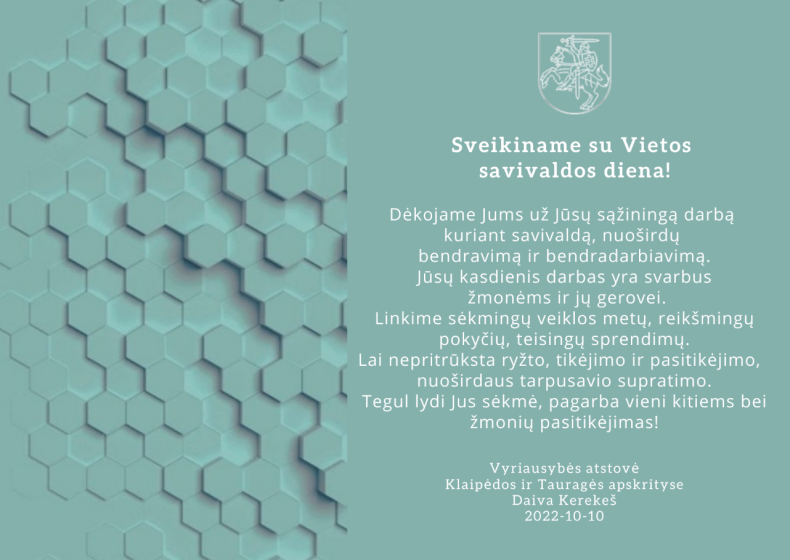 Sveikinimai Vietos savivaldos dienos proga