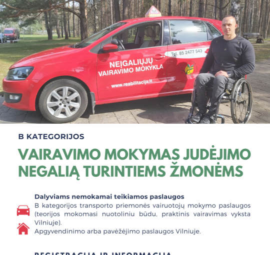 Kvietimas mokytis vairuoti judėjimo negalią turintiems žmonėms