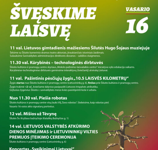 Lietuvos valstybės atkūrimo dienos Šilutėje programa