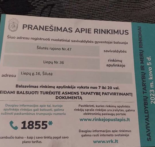 Pranešimų apie rinkimus įteikimo tvarka