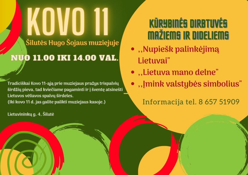 Kovo 11-ąją Šilutės muziejininkai kviečia į kūrybines dirbtuves