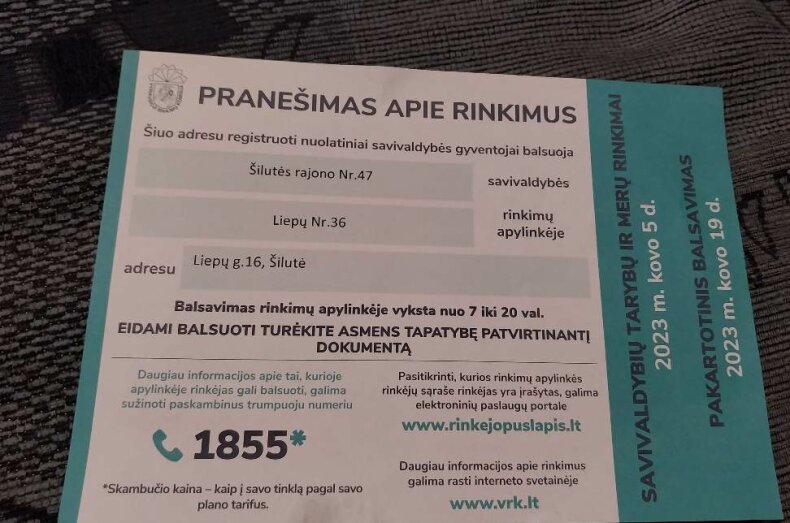 Pranešimų apie rinkimus įteikimo tvarka