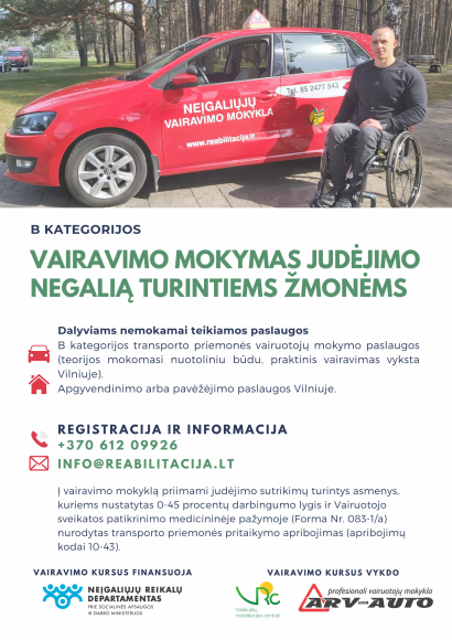Kvietimas mokytis vairuoti judėjimo negalią turintiems žmonėms