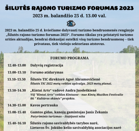 Kviečia dalyvauti Šilutės rajono turizmo forume