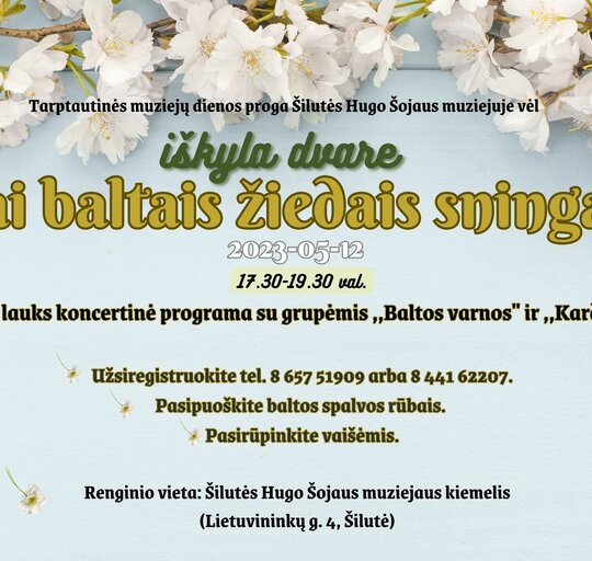 Kvietimas registruotis į iškylą dvare ,,Kai baltais žiedais sninga“