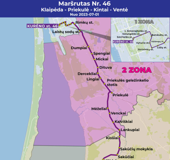 Pradeda kursuoti naujas viešojo transporto maršrutas Nr. 46 Klaipėda–Priekulė–Kintai–Ventė