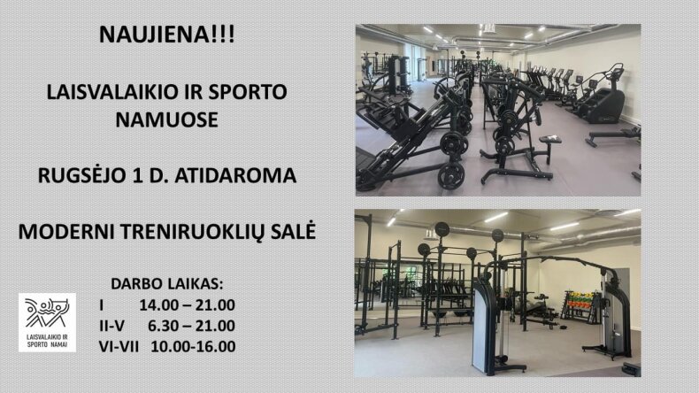 Laisvalaikio ir sporto namuose atidaroma treniruoklių salė