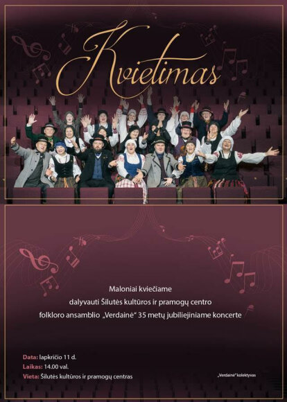 Kvietimas į folkloro ansamblio „Verdainė“ 35 metų veiklos jubiliejų