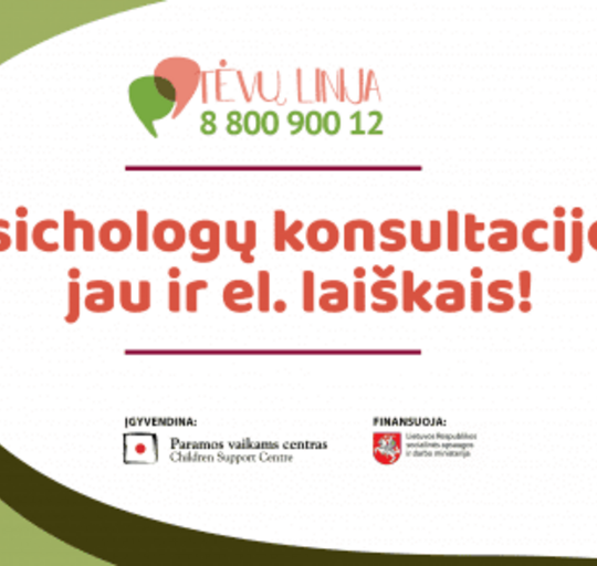 „Tėvų linijoje“ psichologų konsultacijos jau ir el. laiškais
