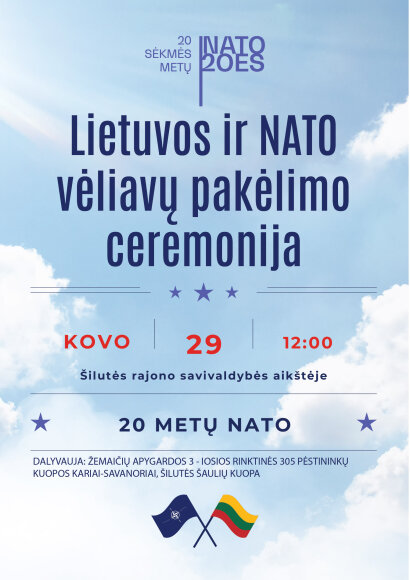Kviečiame dalyvauti Lietuvos ir NATO vėliavų pakėlimo ceremonijoje