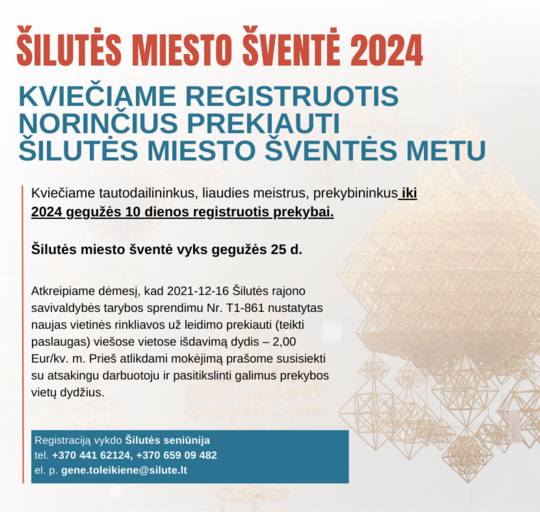 Pradedama norinčių prekiauti Šilutės miesto šventės metu registracija
