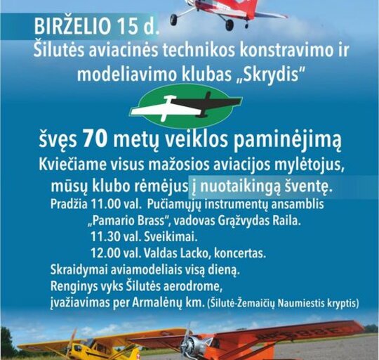Šilutės aviacinės technikos klubas „Skrydis“ švęs 70 metų veiklos sukaktį