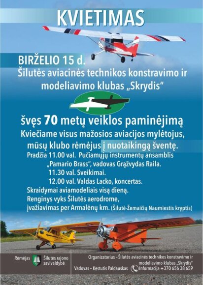 Šilutės aviacinės technikos klubas „Skrydis“ švęs 70 metų veiklos sukaktį