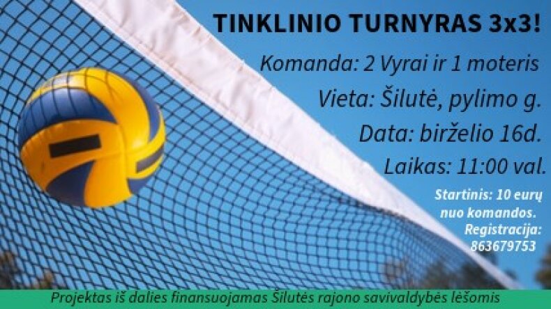 Vasarai įsibėgėjant, organizuojamas tinklinio turnyras 3×3