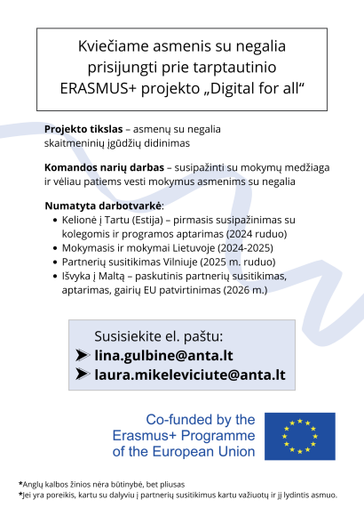 Startuoja projektas ,,DIGITAL FOR ALL‘‘