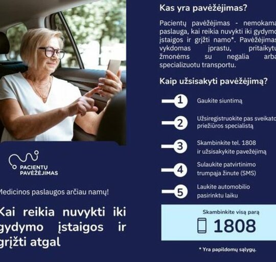Informacija apie pacientų pavėžėjimo paslaugą