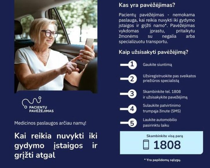 Informacija apie pacientų pavėžėjimo paslaugą