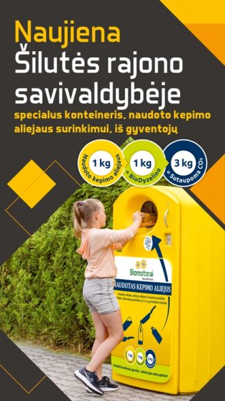 Šilutės rajono savivaldybėje pradedamas atskiras naudoto kepimo aliejaus surinkimas iš gyventojų