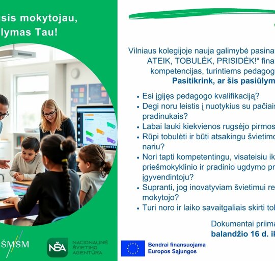Projektas „TĘSK: ATEIK, TOBULĖK, PRISIDĖK!“ – galimybė pedagoginiams darbuotojams tobulinti...