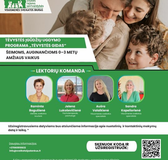 Kviečia dalyvauti tėvystės įgūdžių ugdymo programoje „Tėvystės gidas“