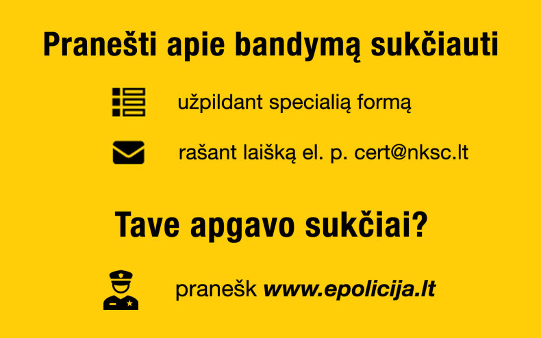 Praneškime apie sukčiavimą