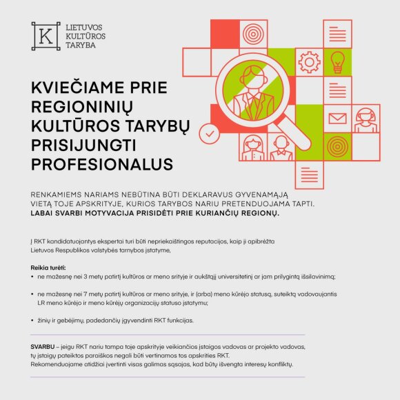 Lietuvos kultūros taryba skelbia Regioninių kultūros tarybų narių rinkimus