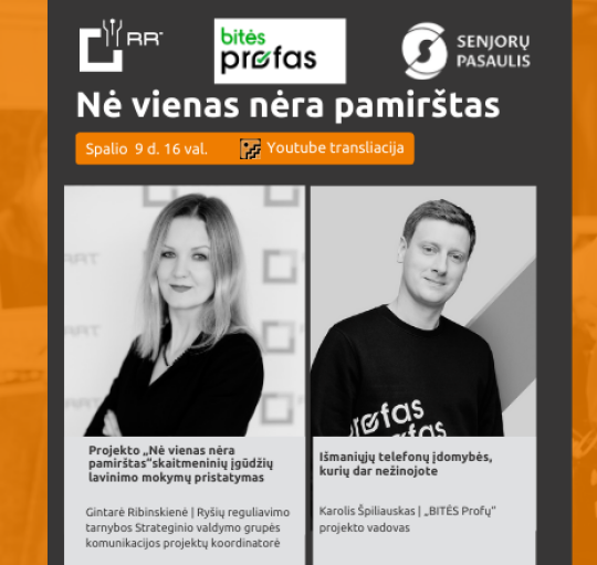 Projektas „Nė vienas nėra pamirštas“  ir vėl Jus kviečia į nuotolinę paskaitą