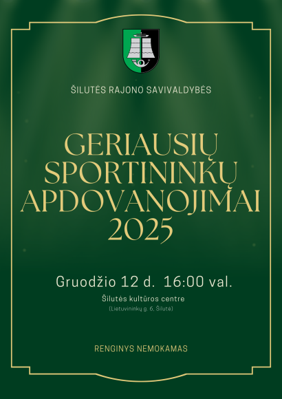 Kvietimas dalyvauti Savivaldybės geriausių sportininkų apdovanojimų ceremonijoje 