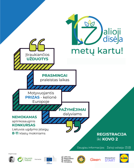 Kvietimas dalyvauti nemokamame aplinkosauginiame konkurse mokiniams „Žalioji odisėja“